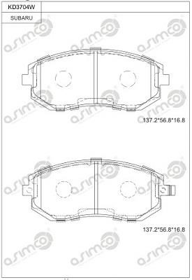 Asimco KD3704W Brake Pad Set, disc brake KD3704W