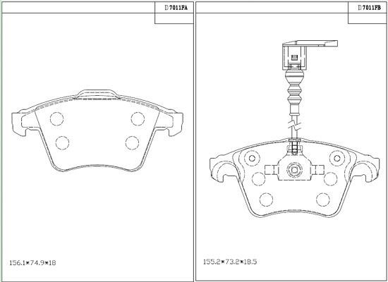 Asimco KD7011F Brake Pad Set, disc brake KD7011F