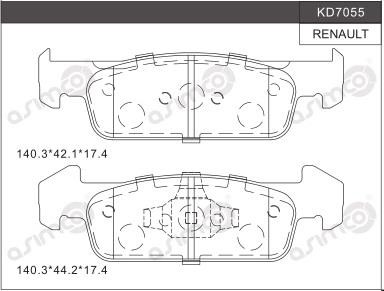 Asimco KD7055 Front disc brake pads, set KD7055