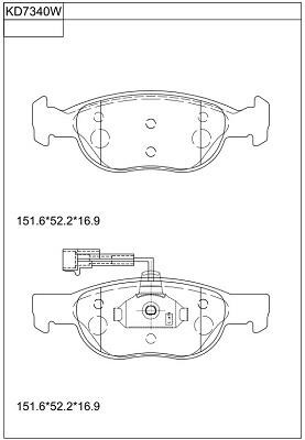 Asimco KD7340W Brake Pad Set, disc brake KD7340W