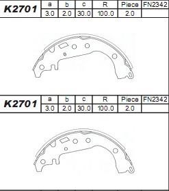 Asimco K2701 Brake shoe set K2701