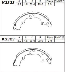 Asimco K3323 Brake shoe set K3323