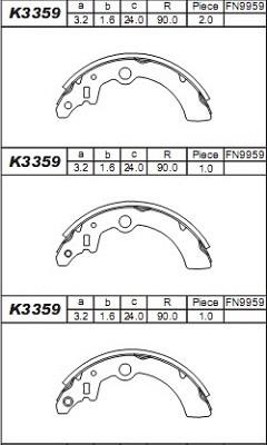 Asimco K3359 Brake shoe set K3359