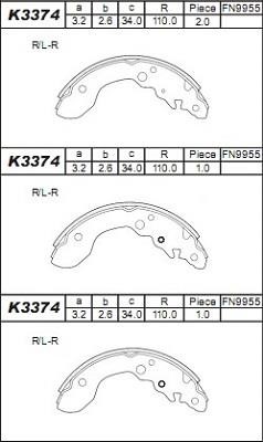 Asimco K3374 Brake shoe set K3374