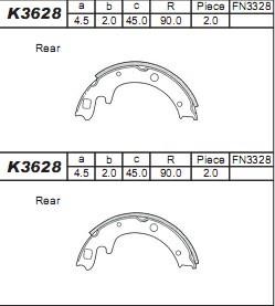 Asimco K3628 Brake shoe set K3628