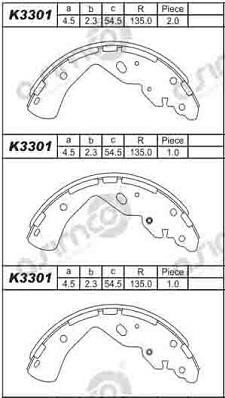 Asimco K3301 Brake shoe set K3301