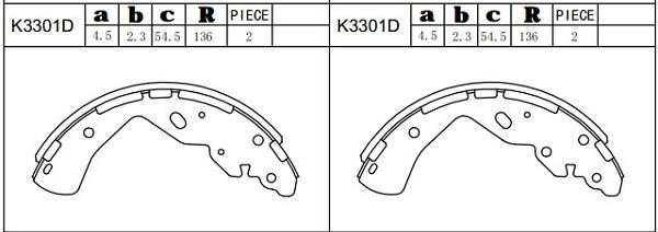 Asimco K3301D Brake shoe set K3301D