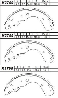 Asimco K3799 Brake shoe set K3799
