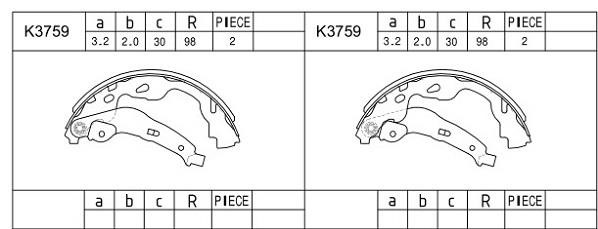 Asimco K3759 Brake shoe set K3759