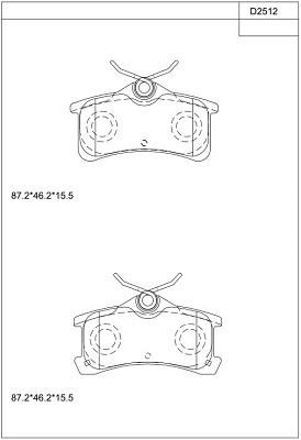 Asimco KD2512 Brake Pad Set, disc brake KD2512