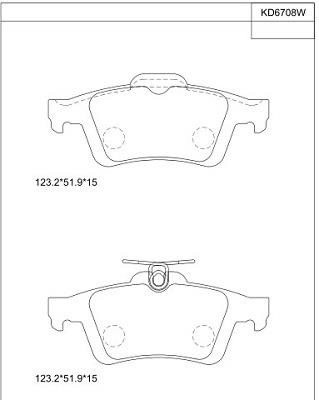 Asimco KD6708W Brake Pad Set, disc brake KD6708W