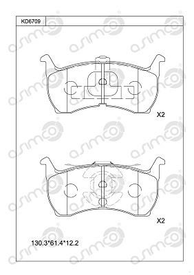 Asimco KD6709 Front disc brake pads, set KD6709