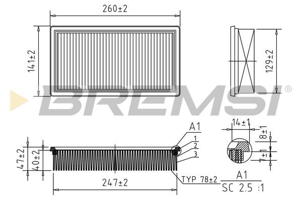Bremsi FA1622 Air filter FA1622