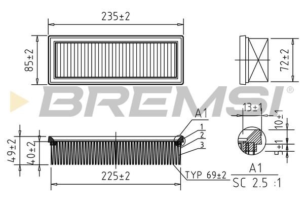 Bremsi FA1640 Air filter FA1640