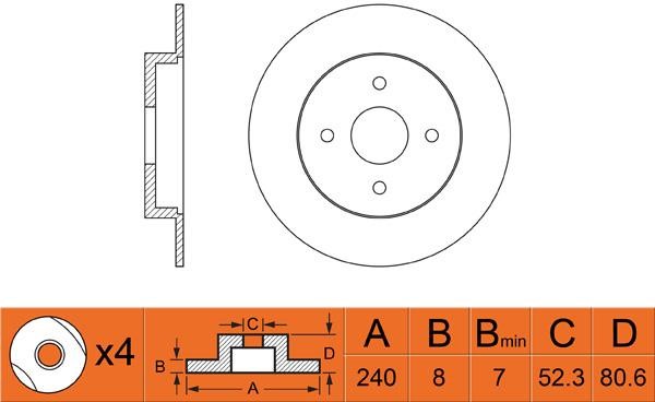 FiT FR0285 Rear brake disc, non-ventilated FR0285