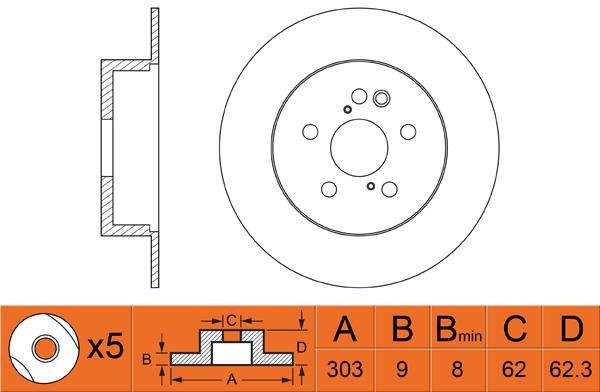 FiT FR0319 Rear brake disc, non-ventilated FR0319