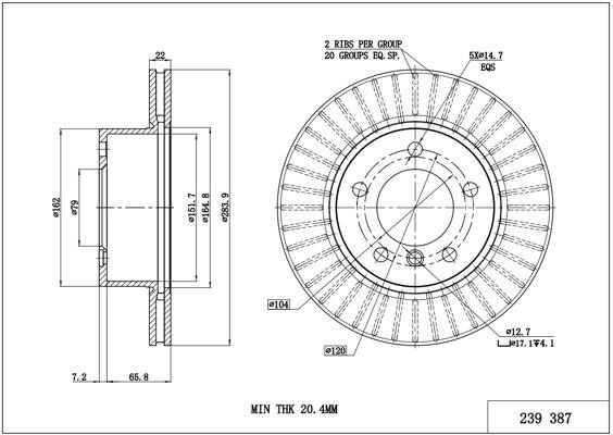 Hart 239 387 Brake Disc 239387