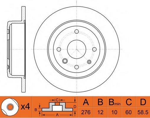 FiT FR0436 Rear brake disc, non-ventilated FR0436