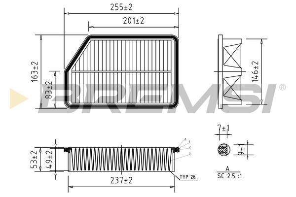 Bremsi FA1191 Air filter FA1191 FA1191 Bremsi Air filter
