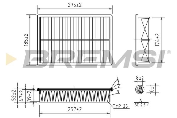 Bremsi FA1703 Air filter FA1703 FA1703 Bremsi Air filter