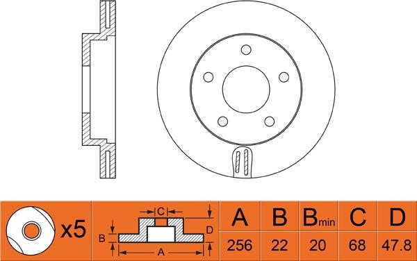 FiT FR0275V Rear ventilated brake disc FR0275V