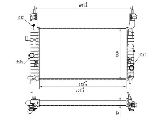 Hart 637 203 Radiator, engine cooling 637203