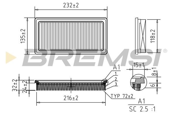 Bremsi FA0530 Air filter FA0530 FA0530 Bremsi Air filter