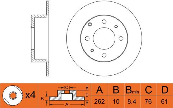 FiT FR0288 Rear brake disc, non-ventilated FR0288