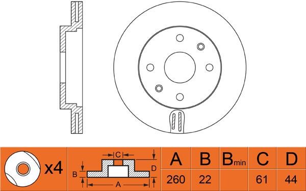 FiT FR0300V Front brake disc ventilated FR0300V