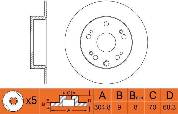 FiT FR0517 Rear brake disc, non-ventilated FR0517