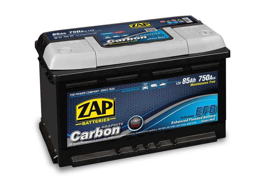 ZAP 585 05 Battery ZAP Carbon 12V 85Ah 750(EN) R+ 58505