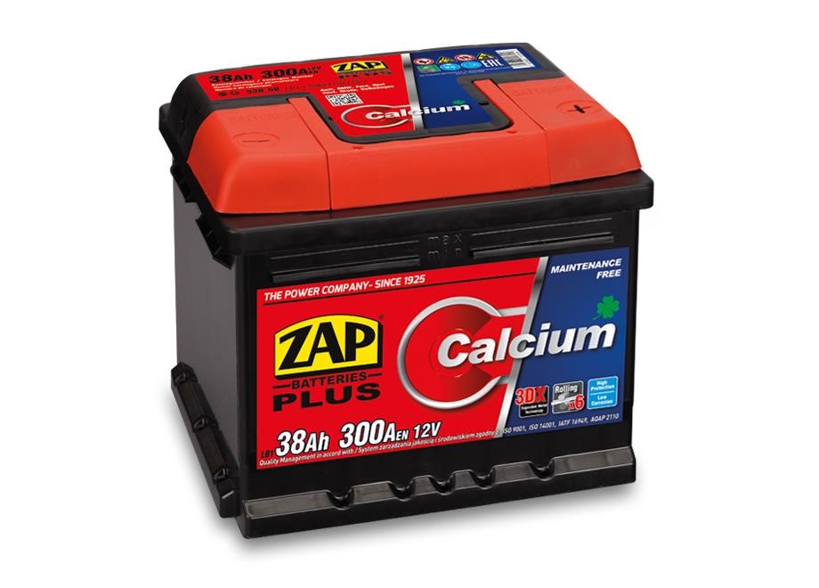 ZAP 538 58 Battery ZAP Calcium Plus 12V 38Ah 300(EN) R+ 53858