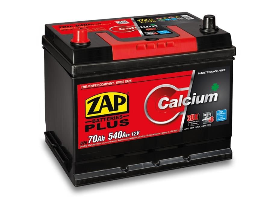 ZAP 570 24 Battery ZAP Calcium Plus 12V 70Ah 540(EN) R+ 57024