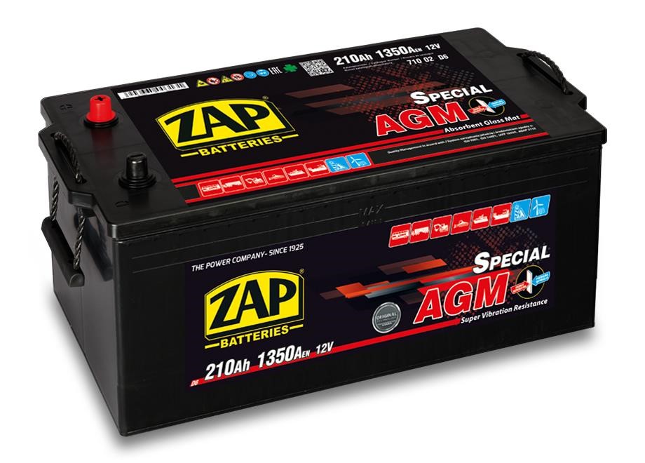ZAP 710 02 Battery ZAP AGM Special Truck 12V 210Ah 1350(EN) Lateral, L+ 71002