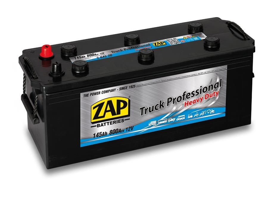 ZAP 645 20 Battery ZAP Truck Professional 12V 145Ah 800(EN) Lateral, L+ 64520