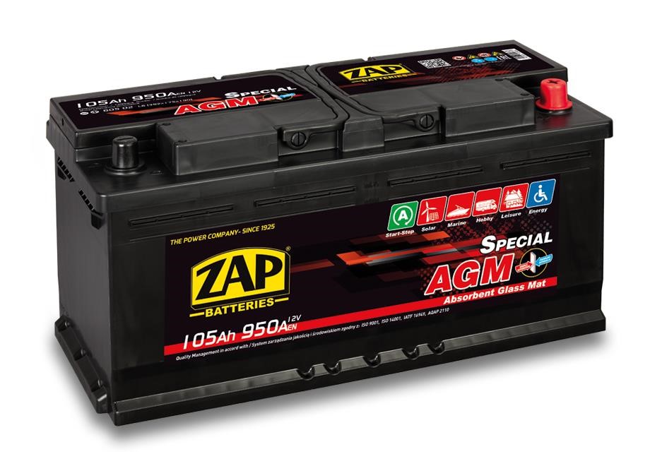 ZAP 605 02 Battery ZAP AGM Special 12V 105Ah 950(EN) R+ 60502