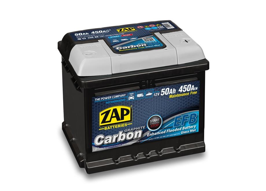 ZAP 550 08 Battery ZAP Carbon 12V 50Ah 450(EN) R+ 55008