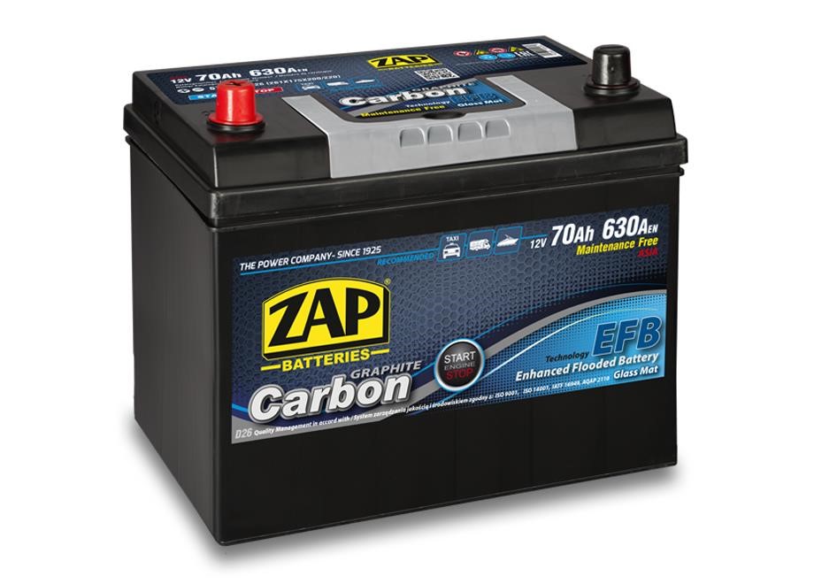 ZAP 570 47 Battery ZAP Carbon 12V 70Ah 630(EN) R+ 57047