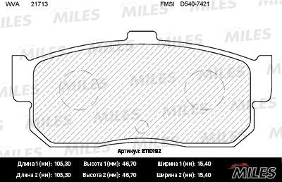 Miles E110192 Disc brake pad set E110192