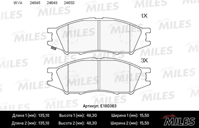 Miles E100363 Brake Pad Set, disc brake E100363
