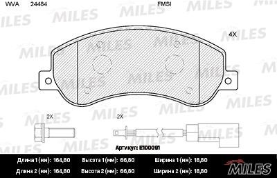 Miles E100091 Disc brake pad set E100091