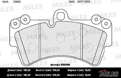 Miles E100106 Disc brake pad set E100106