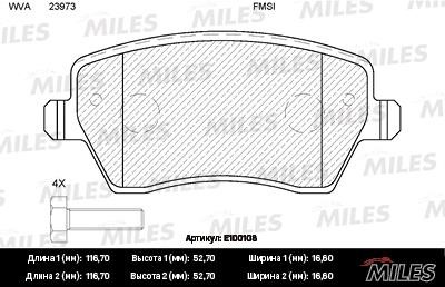 Miles E100108 Disc brake pad set E100108