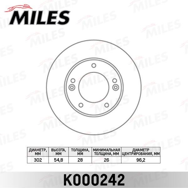 Miles K000242 Front brake disc ventilated K000242