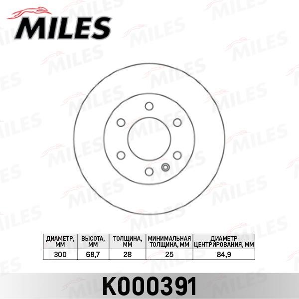 Miles K000391 Front brake disc ventilated K000391