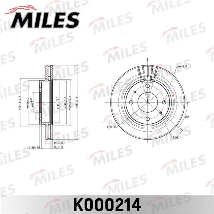 Miles K000214 Front brake disc ventilated K000214