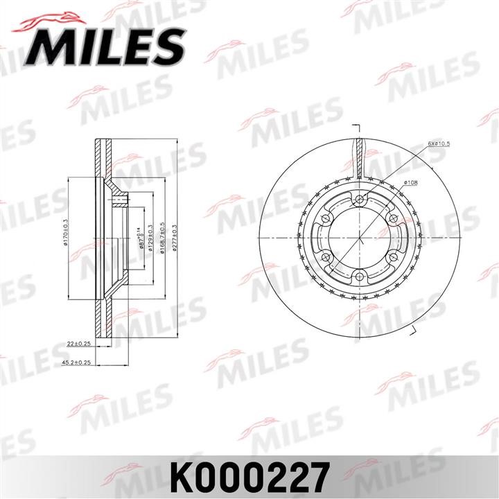 Miles K000227 Front brake disc ventilated K000227