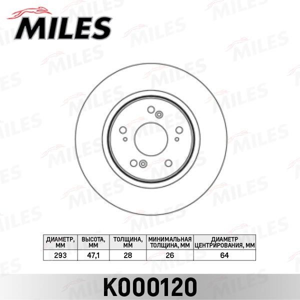 Miles K000120 Front brake disc ventilated K000120