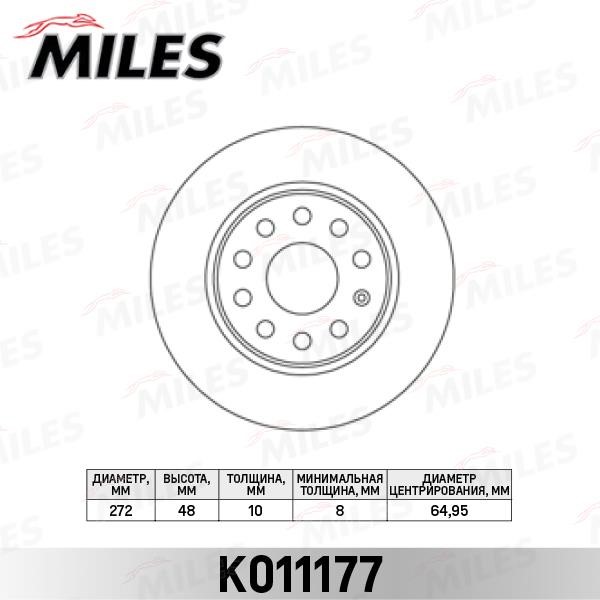 Miles K011177 Rear brake disc, non-ventilated K011177