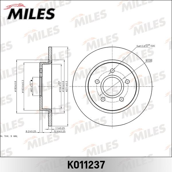 Miles K011237 Rear brake disc, non-ventilated K011237